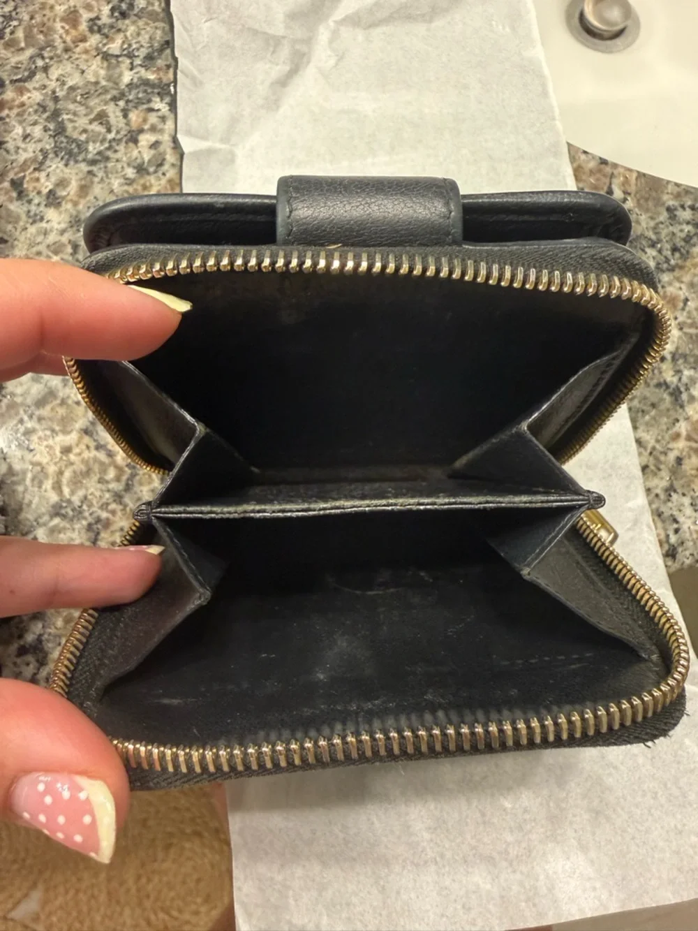 Saint Laurent Black Leather YSL Embossed Zip Wallet - Picture 7 of 9